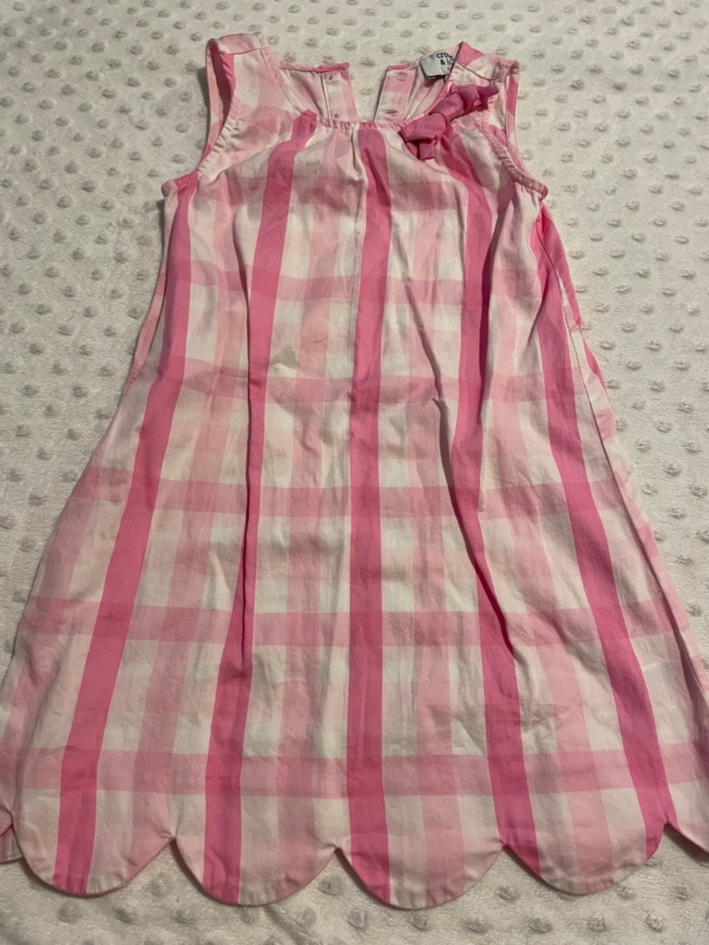 crown & ivy Pink and White Gingham Scallop Hem Sundress